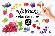 Berries Watercolor Collection, an Object Graphic by Sonya Illustrations (Thumbnail 1 of 4)