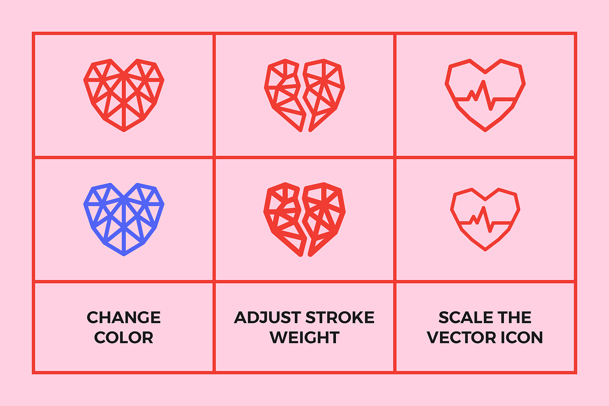 70 Geometric Hearts Logo, an Outline Icon by Abstracto-Create (Photo 2 of 8)