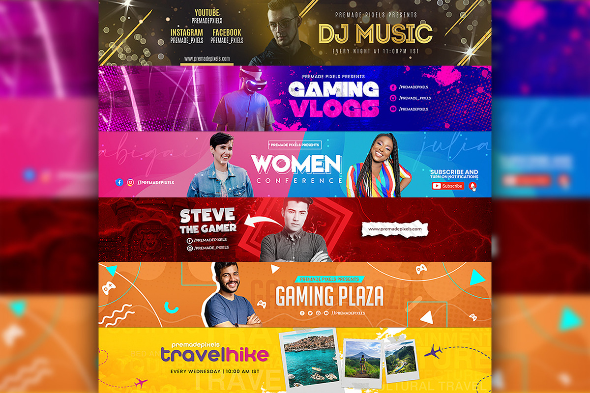 Youtube Channel Banners Set 10, a Social Media Template by PremadePixels.com (Photo 1 of 2)