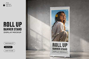 Roll Up Banner Stand Display Mockup