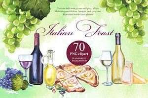 Italian Feast Watercolor Clipart