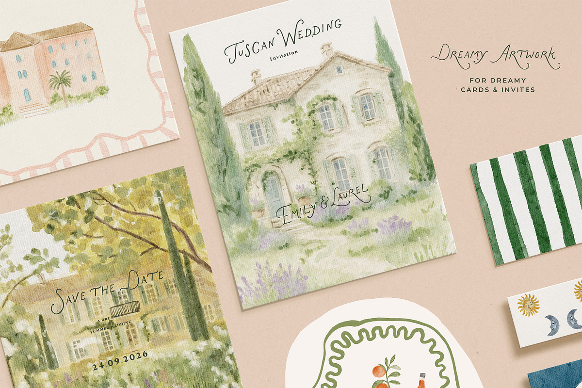 Whimsy Dolce Vita Watercolor Frames, an Object Graphic by Laras Wonderland (Photo 4 of 14)