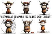 Whimsical Summer Highland Cow Clipar, an Illustration by OK Design (Thumbnail 2 of 6)