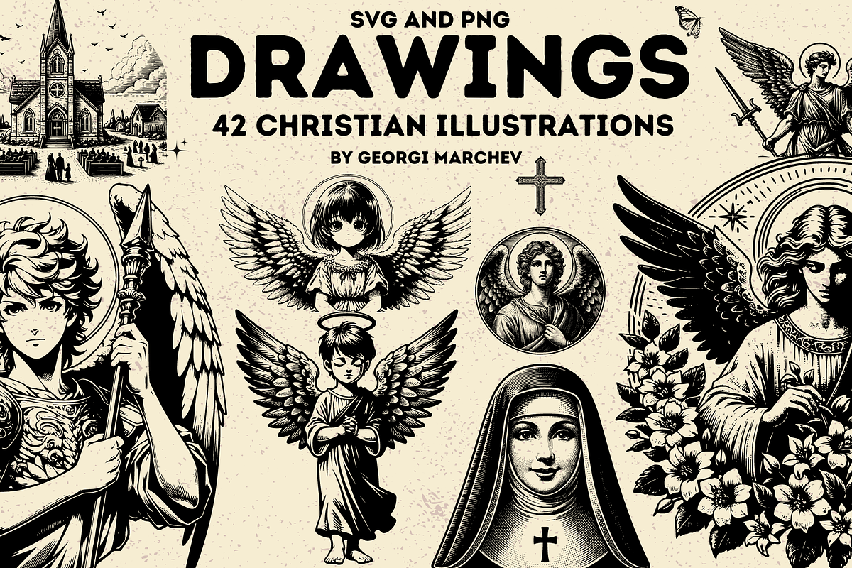 Christian Art Illustrations Bundle, a Person Illustration by Ray Crimson
