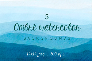 Blue Watercolor Ombr Backgrounds