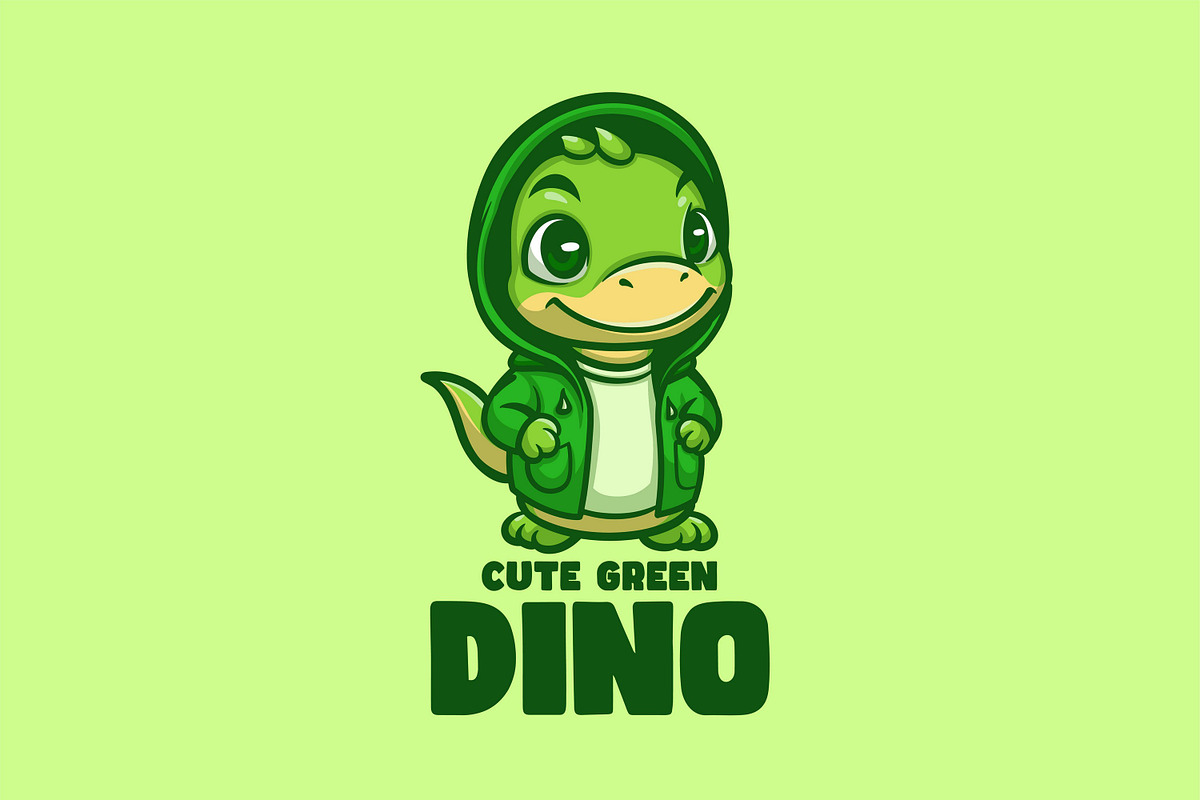 Cute Green Dino Cartoon Logo, a Branding & Logo Template by Gumrega Studio