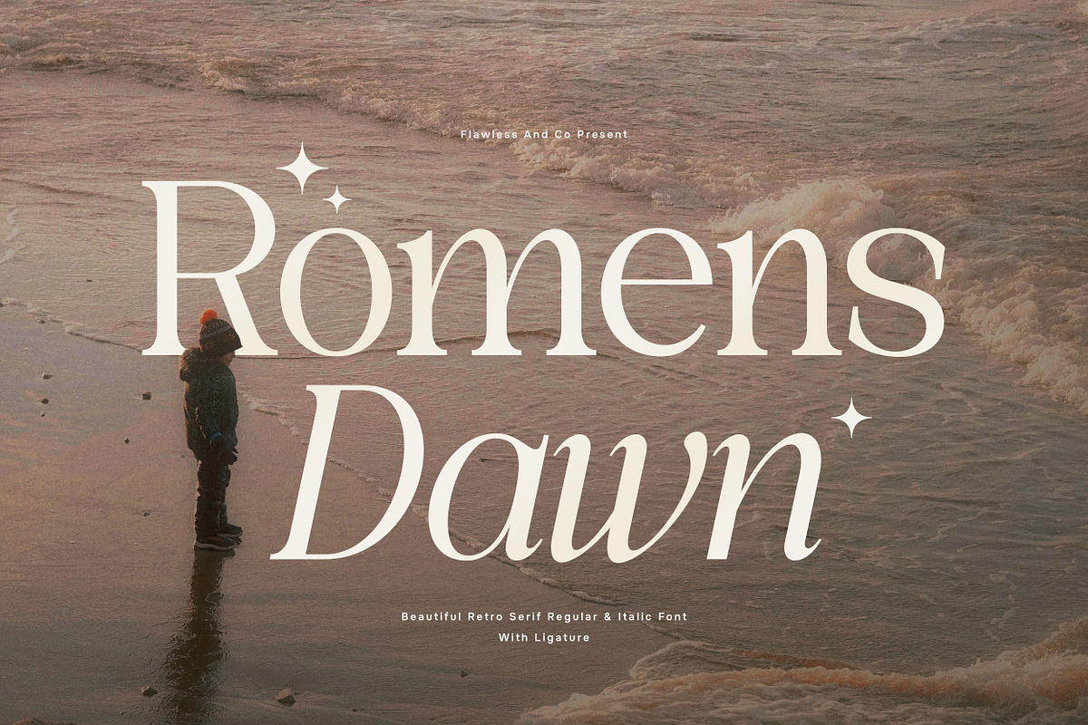 Romens Dawn - Retro Serif Font, a Serif Font by Flawless And Co (Photo 1 of 10)