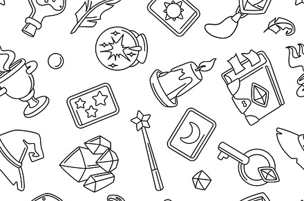 Pattern with magic items., a Pattern Graphic by incomible