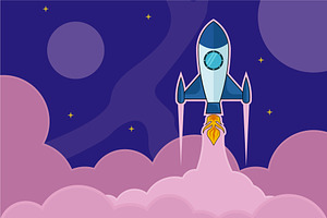 rocket launch into space vector, a Technology Illustration by zyxroun shop