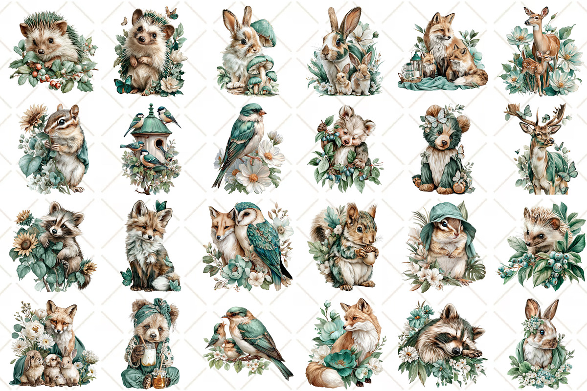 Summer Woodland Animals Clipart, an Illustration by Black Bird Studio (Photo 2 of 5)
