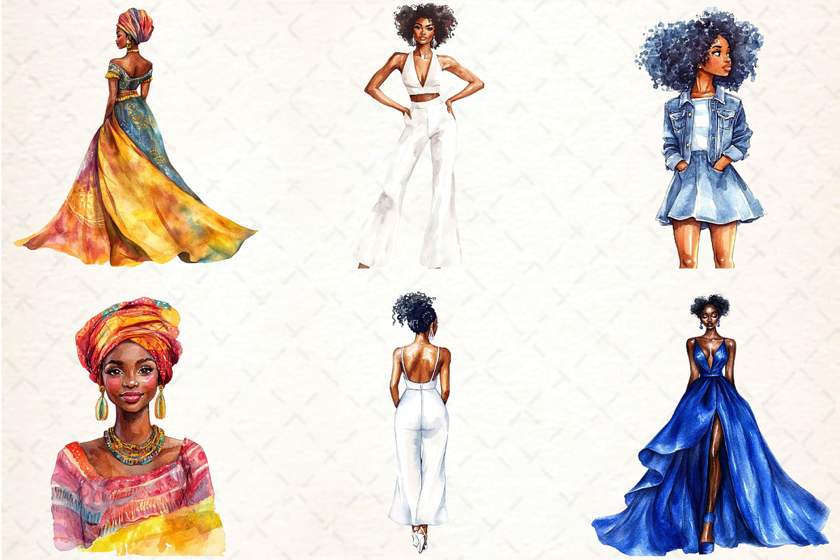 Elegant African American Girls, an Illustration by DreamCafeArt (Photo 2 of 7)