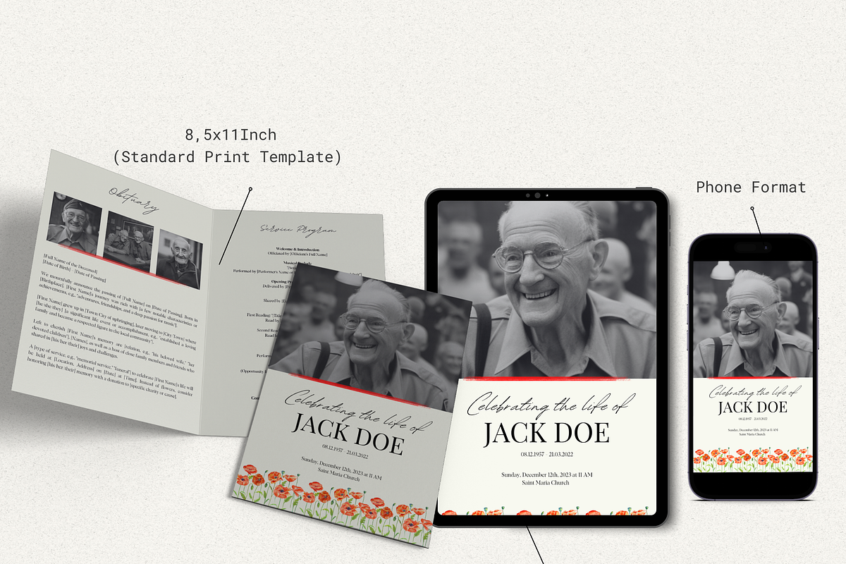 Funeral Program Template I Canva, an Invitation Template by The Social Stuff (Photo 4 of 10)