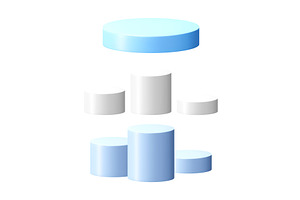 Blue and white 3d podium set. Empty, an Illustration by Abscent
