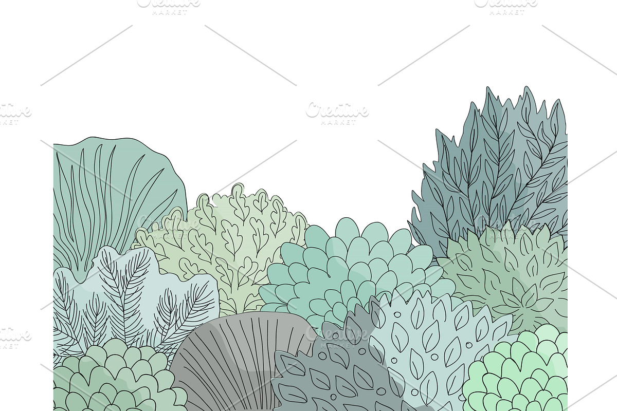 Doodle hand drawn forest border in, an Illustration by Toltemara