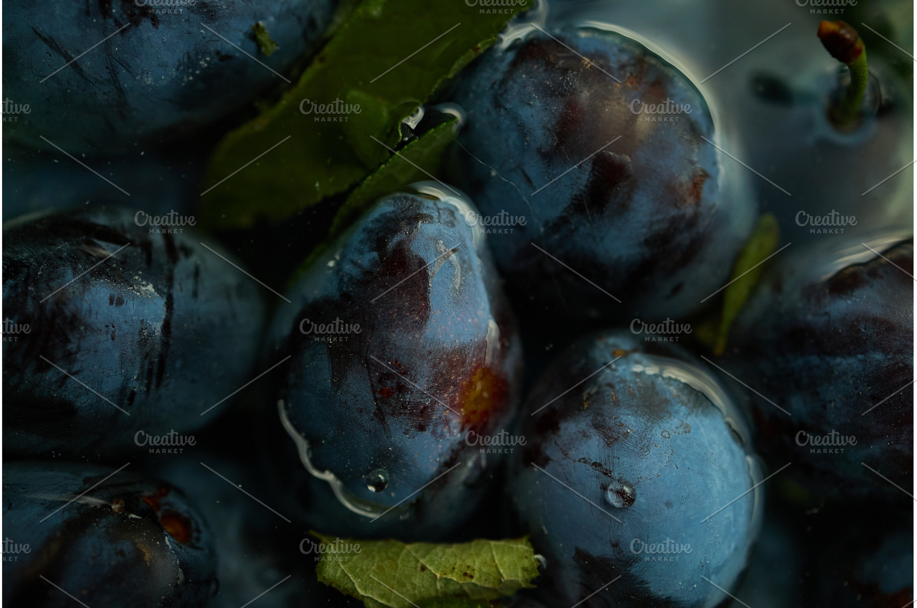 Fresh plums with leaves collected, a Food & Drink Photo by IlliaBondarPhotography