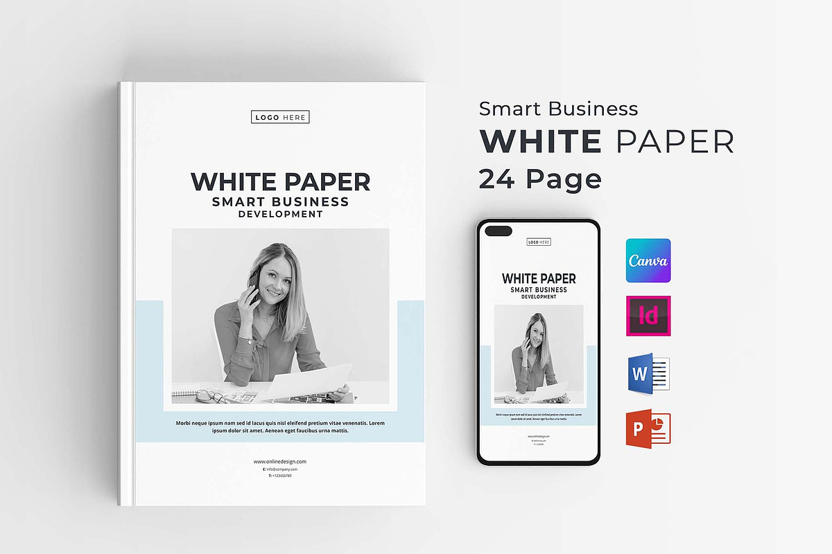 White Paper | MS Word & Canva, a Brochure Template by obayes (Photo 1 of 17)