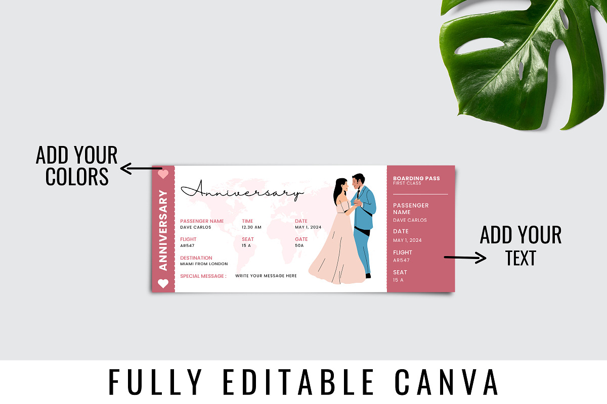 Anniversary Ticket Canva Templates, a Card Template by Snapybiz (Photo 5 of 10)