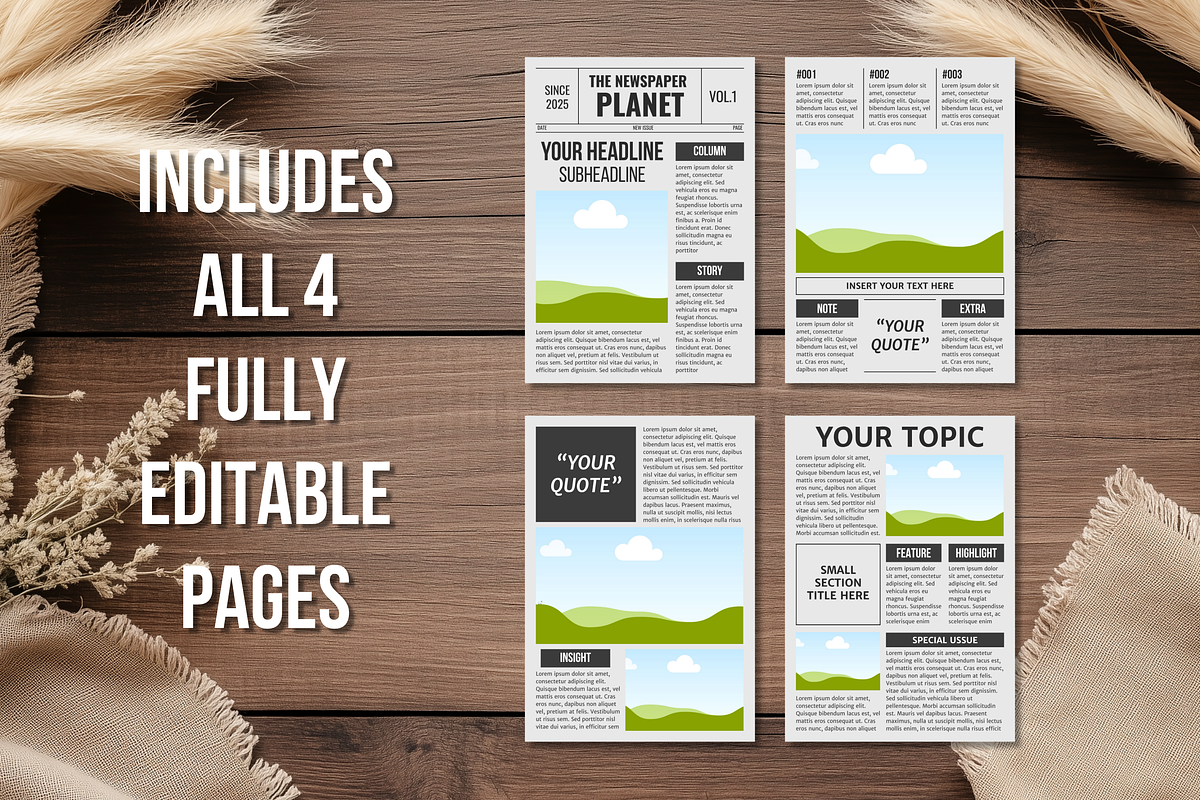 Vintage Newspaper Template, an Invitation Template by ZoloDesignHub (Photo 2 of 9)
