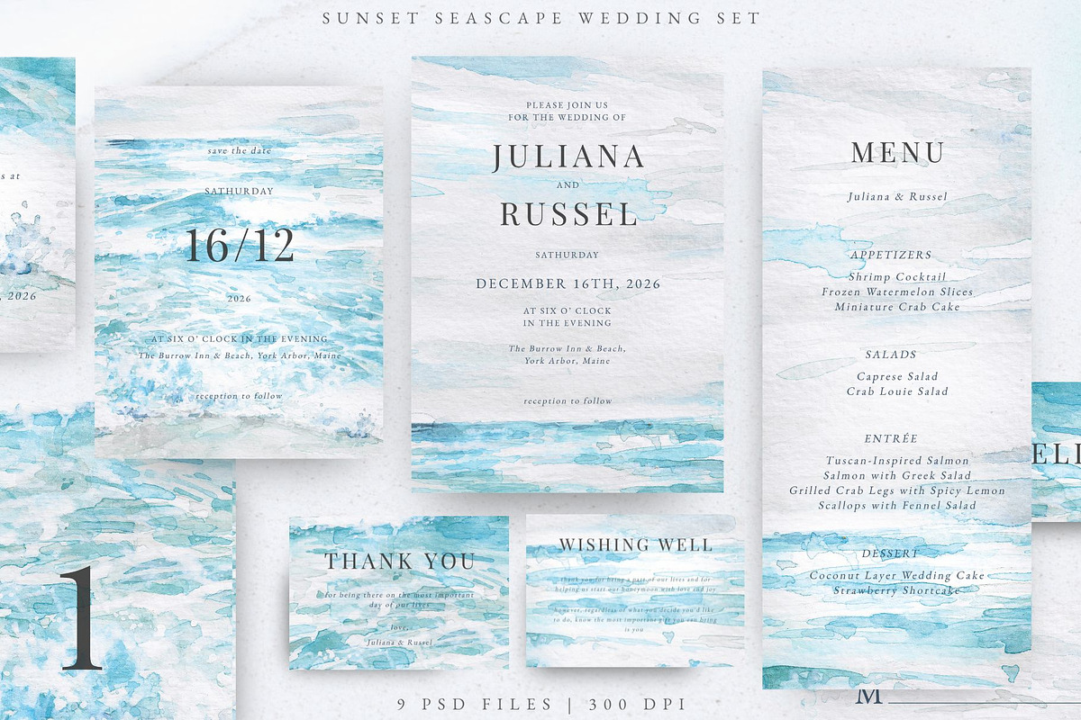 Cloudy Seascape Wedding Set