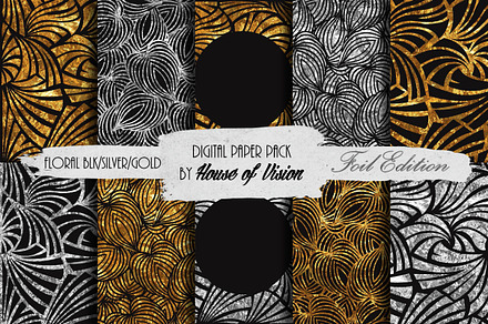 Floral Blk Silver/Gold Pack