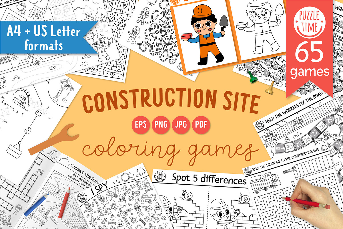 Construction site coloring games, an Education Illustration by Lexi Claus (Photo 1 of 15)