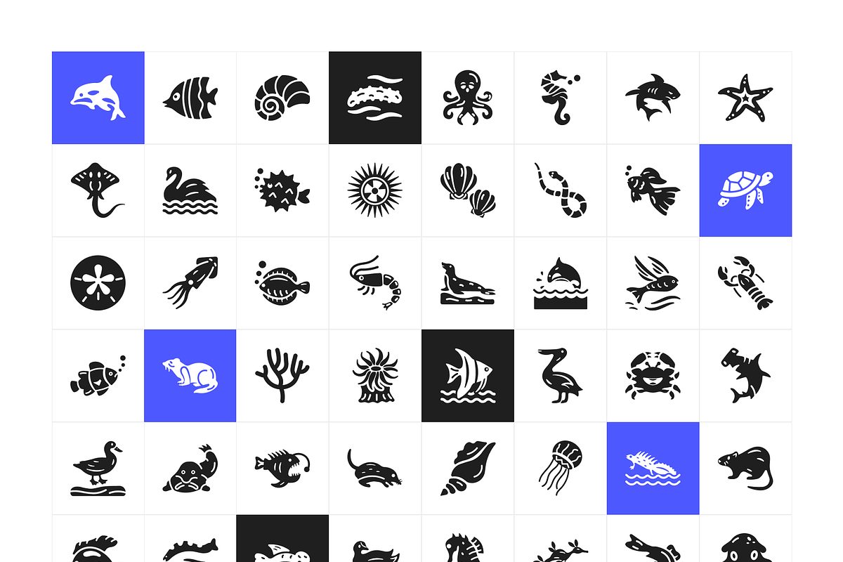 Water Animals Icons, a Solid Icon by Prosymbols (Photo 6 of 6)