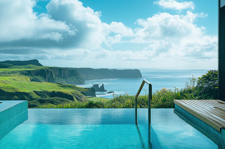 Paradise pool with ocean view, a Photo by Beautiful things