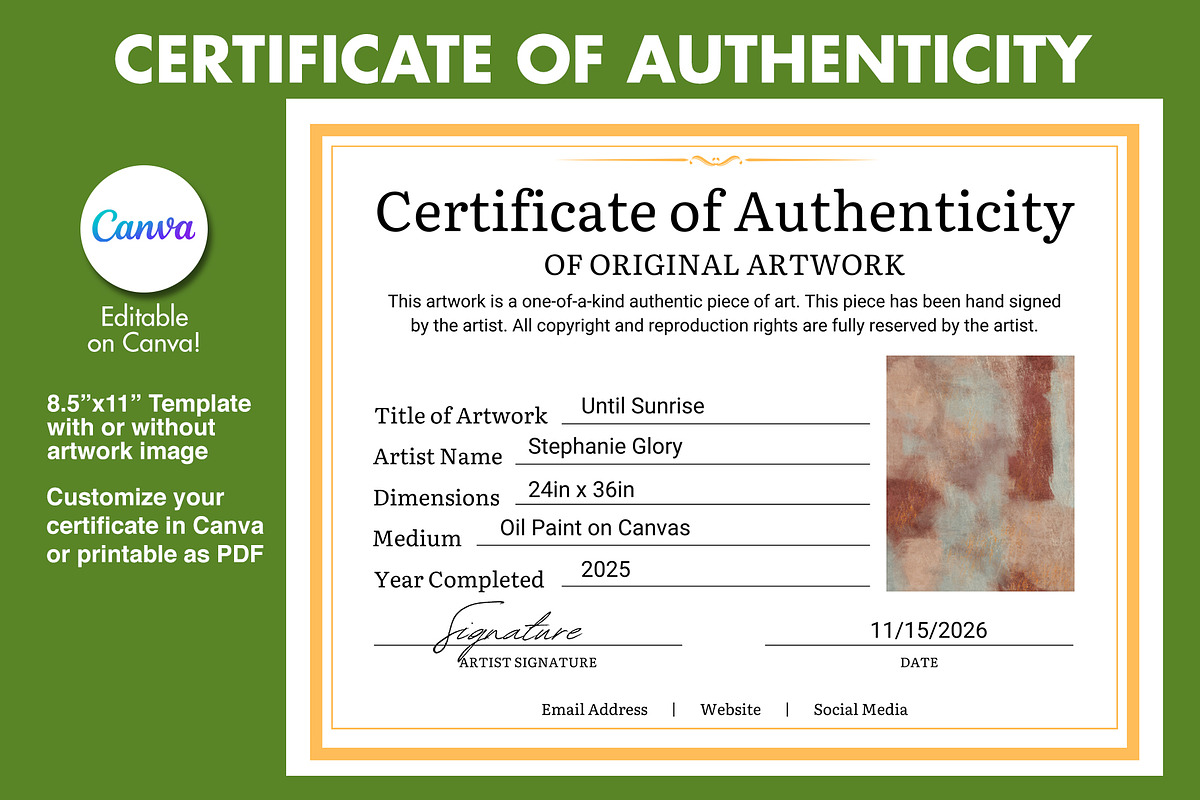 Certificate of Authenticity Template, a Presentation Template by Spark Design (Photo 1 of 2)