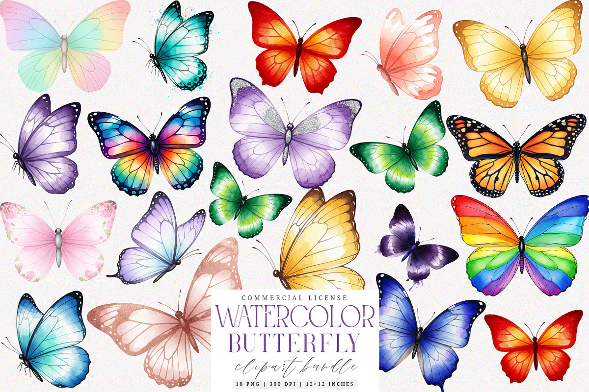 Butterfly PNG Clipart Bundle, an Illustration by SinaCreation (Photo 1 of 7)
