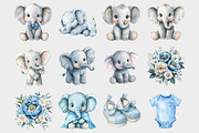 Watercolor Baby Blue Elephant Clipar, a Seasonal Illustration by Design Market (Thumbnail 3 of 5)