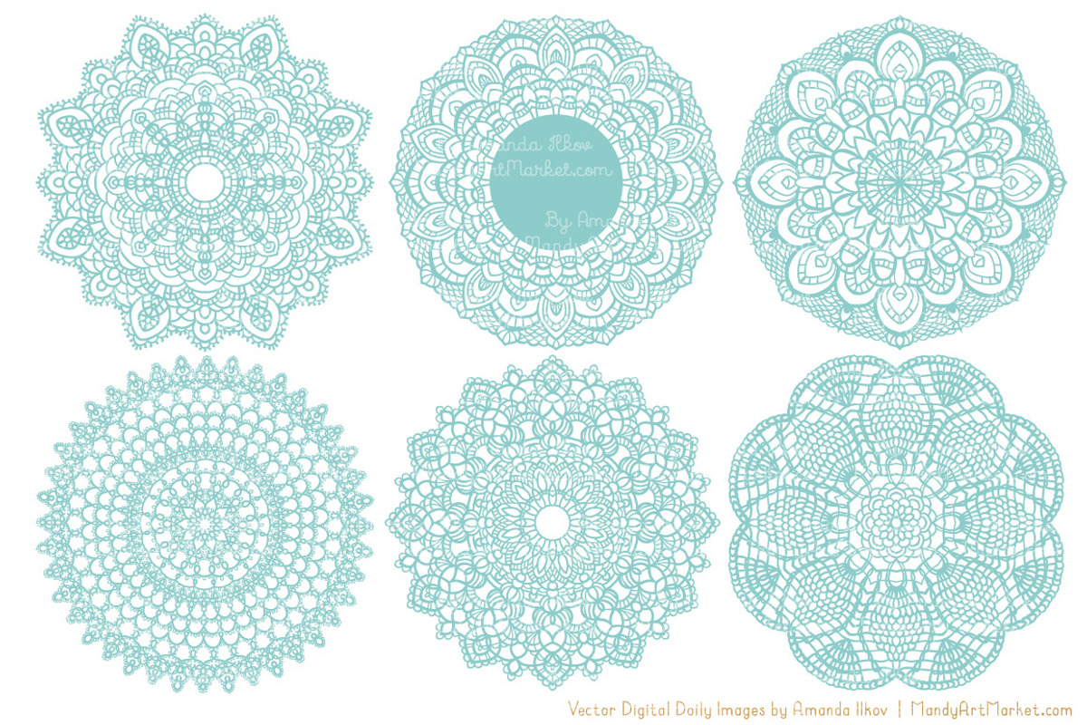 Aqua Doilies Clipart & Doily Vectors, an Illustration by Amanda Ilkov (Photo 4 of 4)