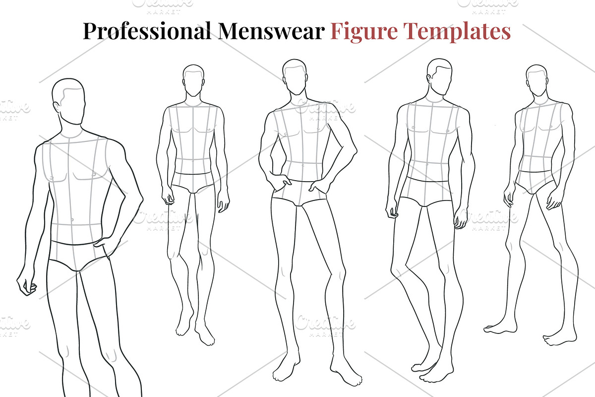 Male Fashion Figure Templates Bundle, a Person Illustration by Shorena Fashion Draws (Photo 3 of 9)