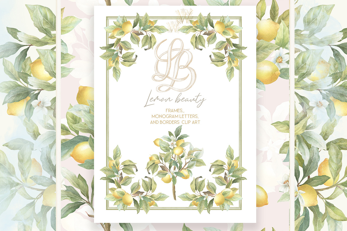 Vintage Lemon Floral Frames bundle, a Decorative Illustration by WonderWonder (Photo 7 of 10)