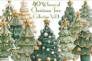 Whimsical Christmas Tree Clipart V.1, a Seasonal Illustration by V Design Creator (Thumbnail 1 of 9)