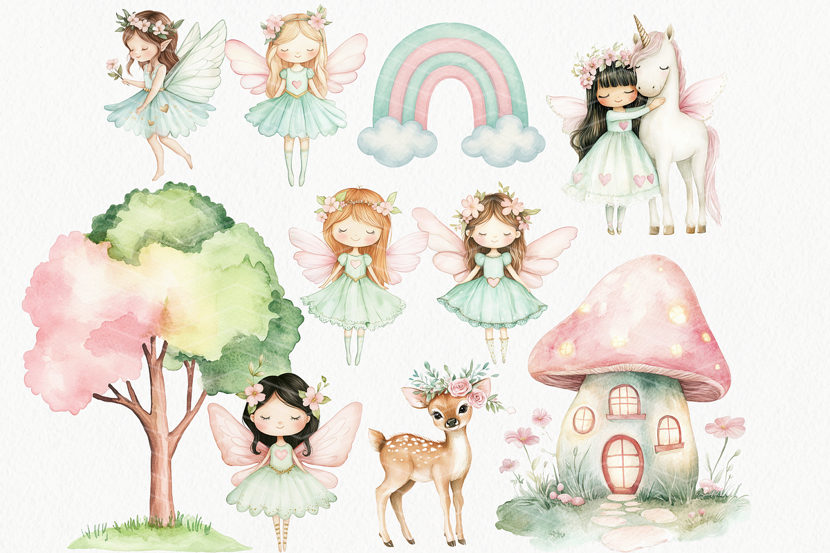 Watercolor Fairy Clipart, Fairy png, an Illustration by ClipArtCharm (Photo 6 of 7)