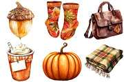 Watercolor Autumn Vibes Clipart, an Illustration by Craft Nest (Thumbnail 5 of 6)