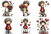 Whimsical Valentine Boy Clipart, an Illustration by CraftArtStudio (Thumbnail 2 of 6)