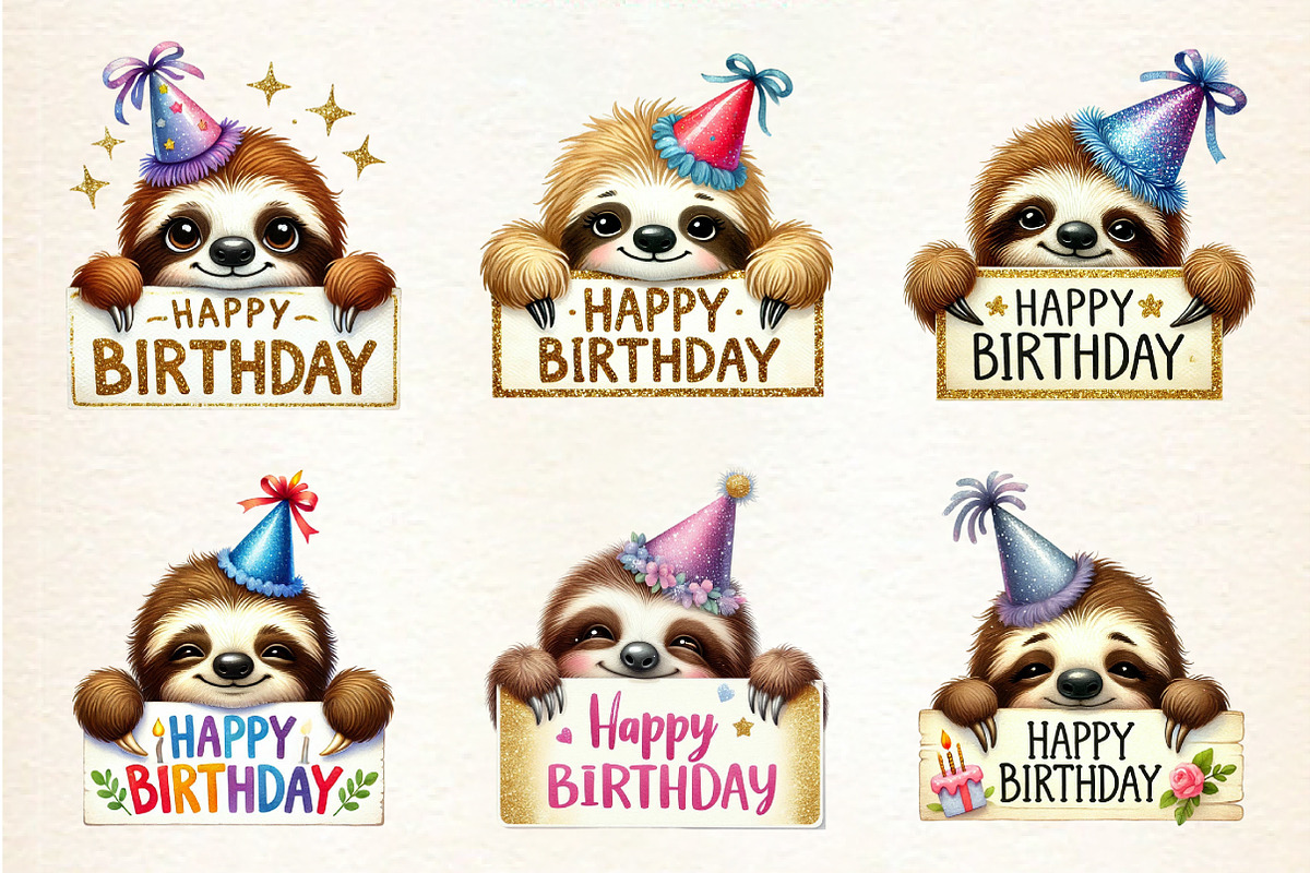 Peeking Birthday Animal Clipart Bund, an Illustration by DreamArtGraphic (Photo 2 of 4)