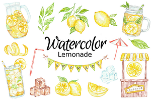 Lemonade watercolor clipart