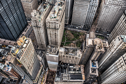 Arial view to Manhattan skyscrapers, an Architecture Photo by New York Art Store