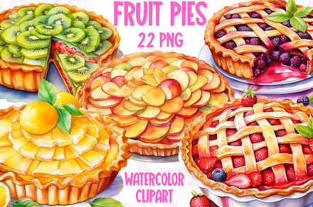Fruit Pies Watercolor Clipart