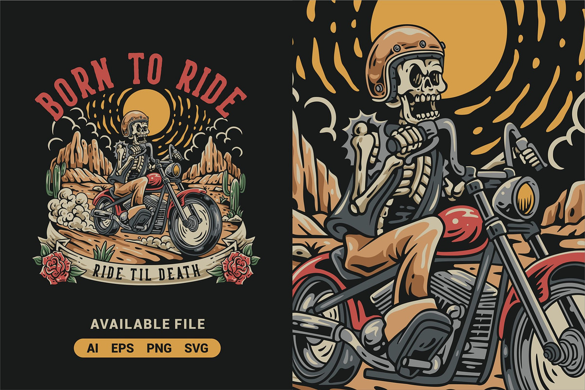 Born to Ride Vector Illustration, an Illustration by ImoogiStudio