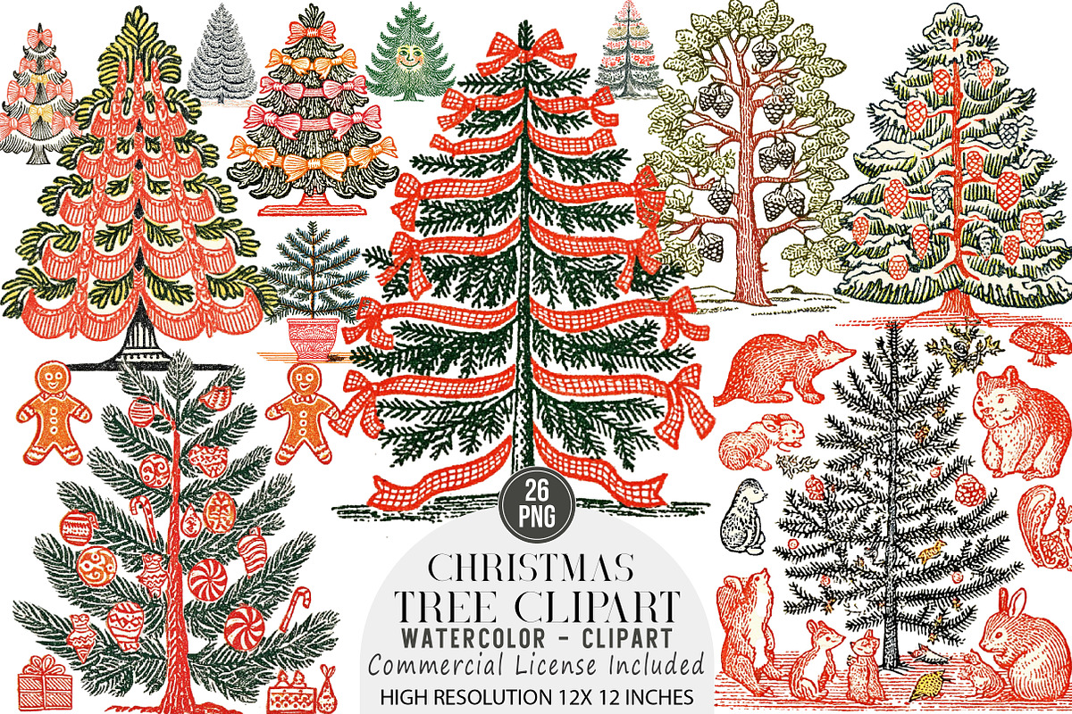 Christmas Tree Clipart Bundle, an Illustration by DreamArtGraphic (Photo 1 of 4)