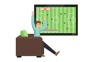 Man football fan watching online, a Person Illustration by Sky Pics Studio