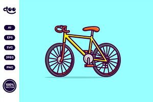 Simple Yellow Bicycle Cartoon vector, a Transportation Illustration by Satisfactoons