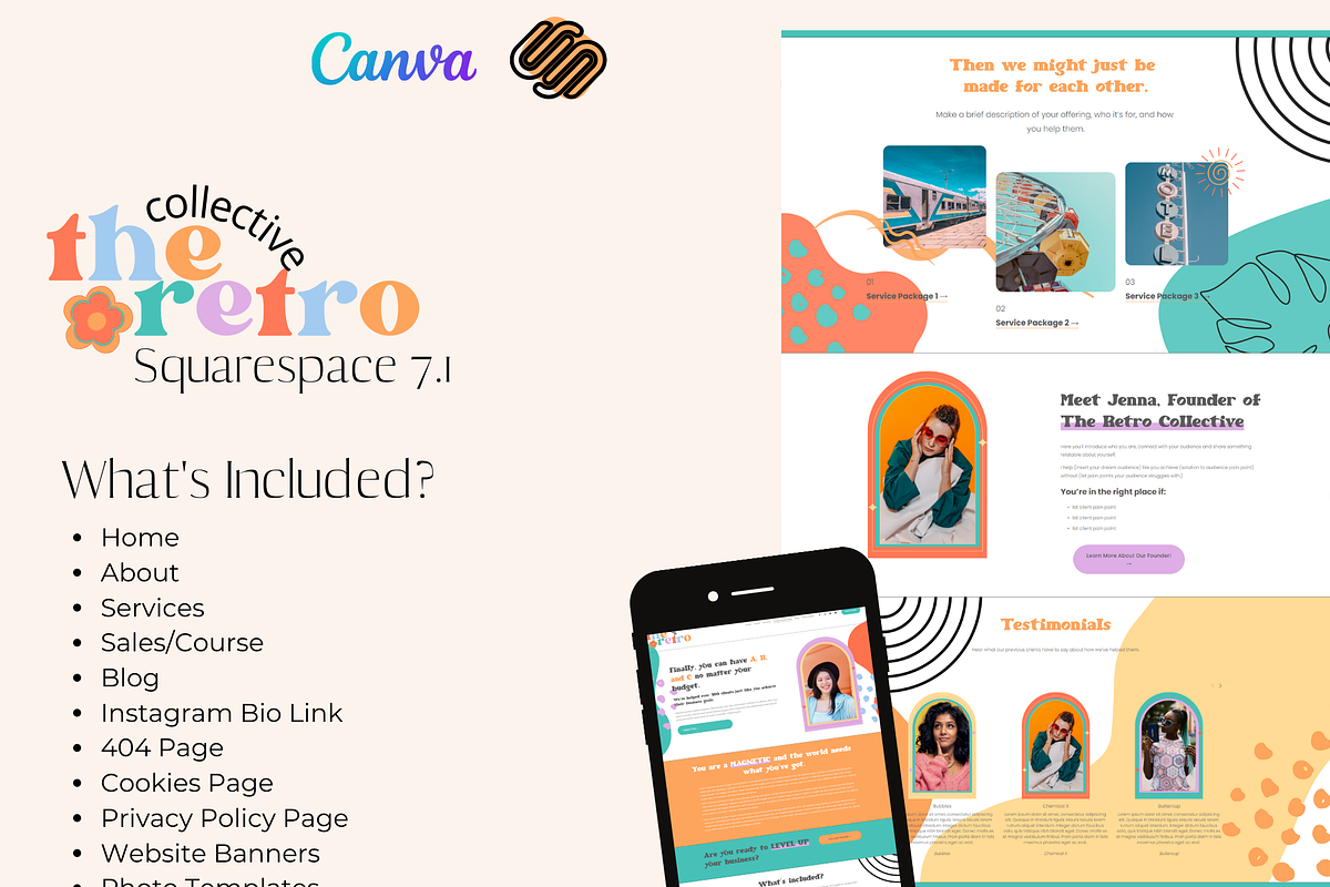 Squarespace 7.1 Theme: Retro, a Landing Page Template by tinathetinybeana (Photo 3 of 8)