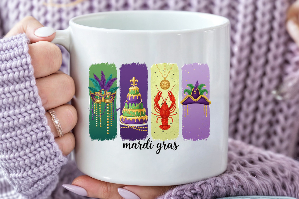 Brushstroke Mardi Gras PNG, an Illustration by Black Bird Studio (Photo 3 of 3)
