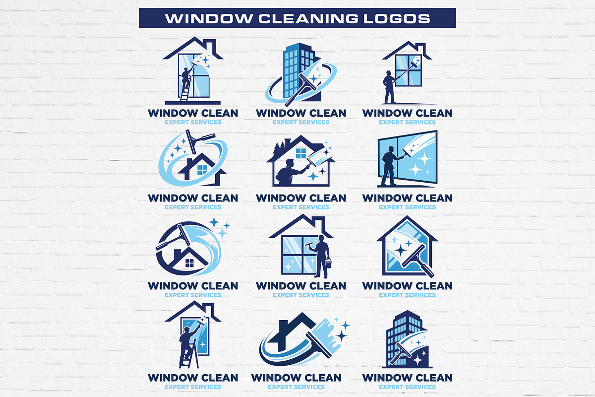 12 Window Cleaning Logo Bundle, a Branding & Logo Template by Guavanaboy (Photo 1 of 3)