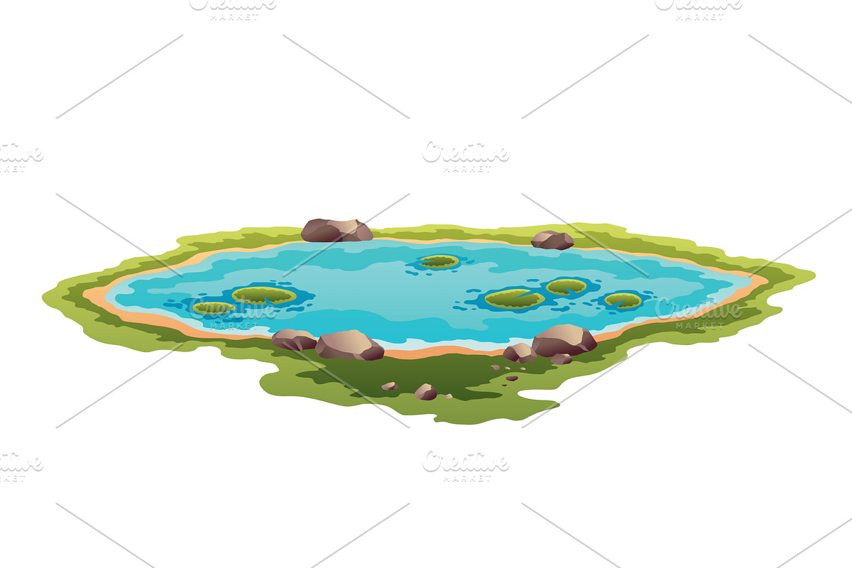 Picturesque natural pond. Concept of, an Illustration by the8monkey