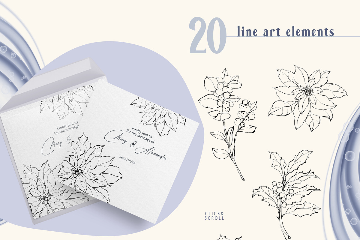 Winter alcohol ink and line art set, a Texture Illustration by Tiana Geo (Photo 2 of 15)